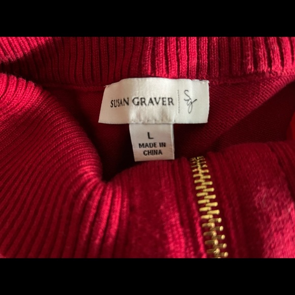 NWOT Susan Graver Red Quilted Vest Stretch Sides Full Gold Zip Snap Pocket Sz L - Picture 5 of 6